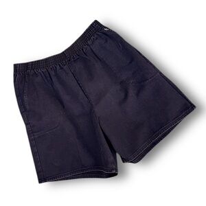 Vintage Black Elastic Waist Casual Shorts